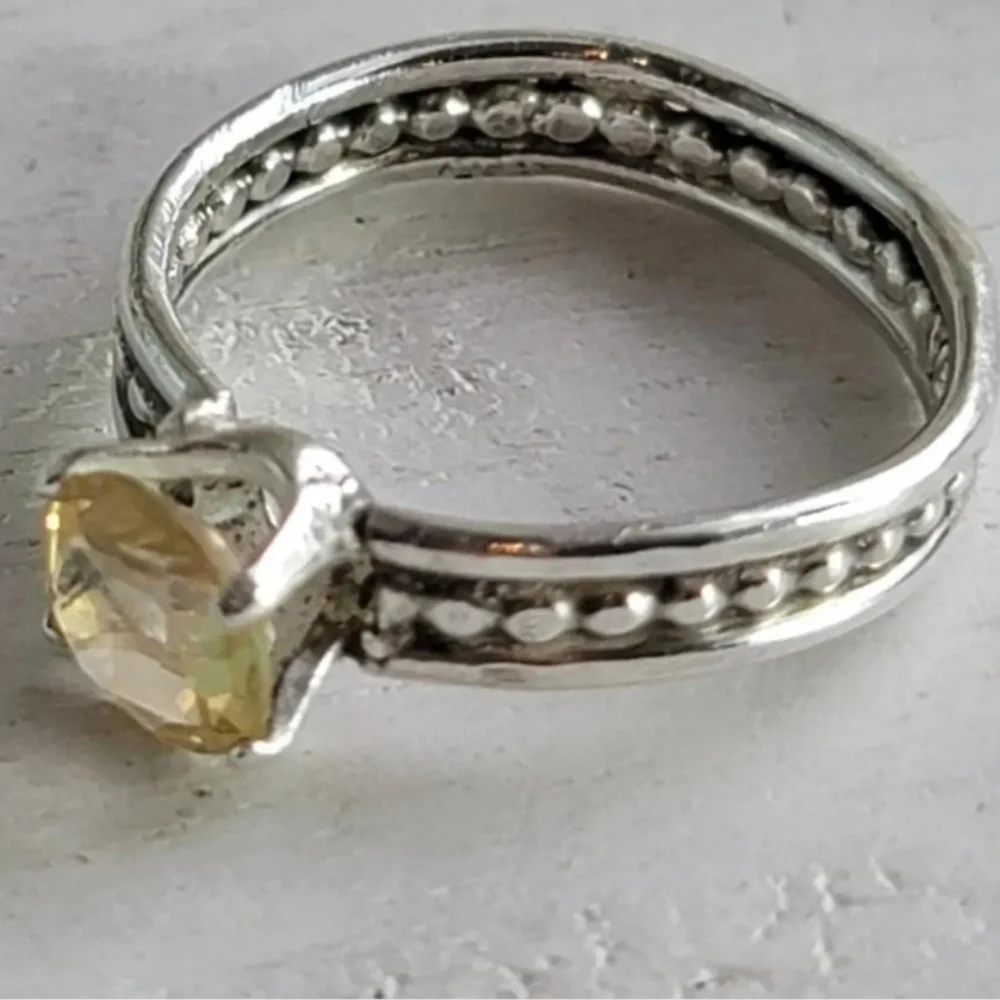 CITRINE CRYSTAL SOLITARY RING HANDMADE IN STERLING SILVER SZ 8